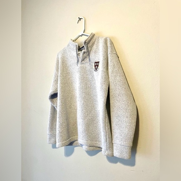 Harvard University Crest Shield 1/4 Zip Grey Pullover Sweatshirt Womens M - Picture 2 of 8
